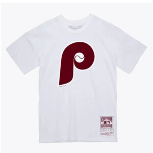 NEW MENS MITCHELL & NESS PHILADELPHIA PHILLIES T SHIRT XL WHITE RETRO LOGO